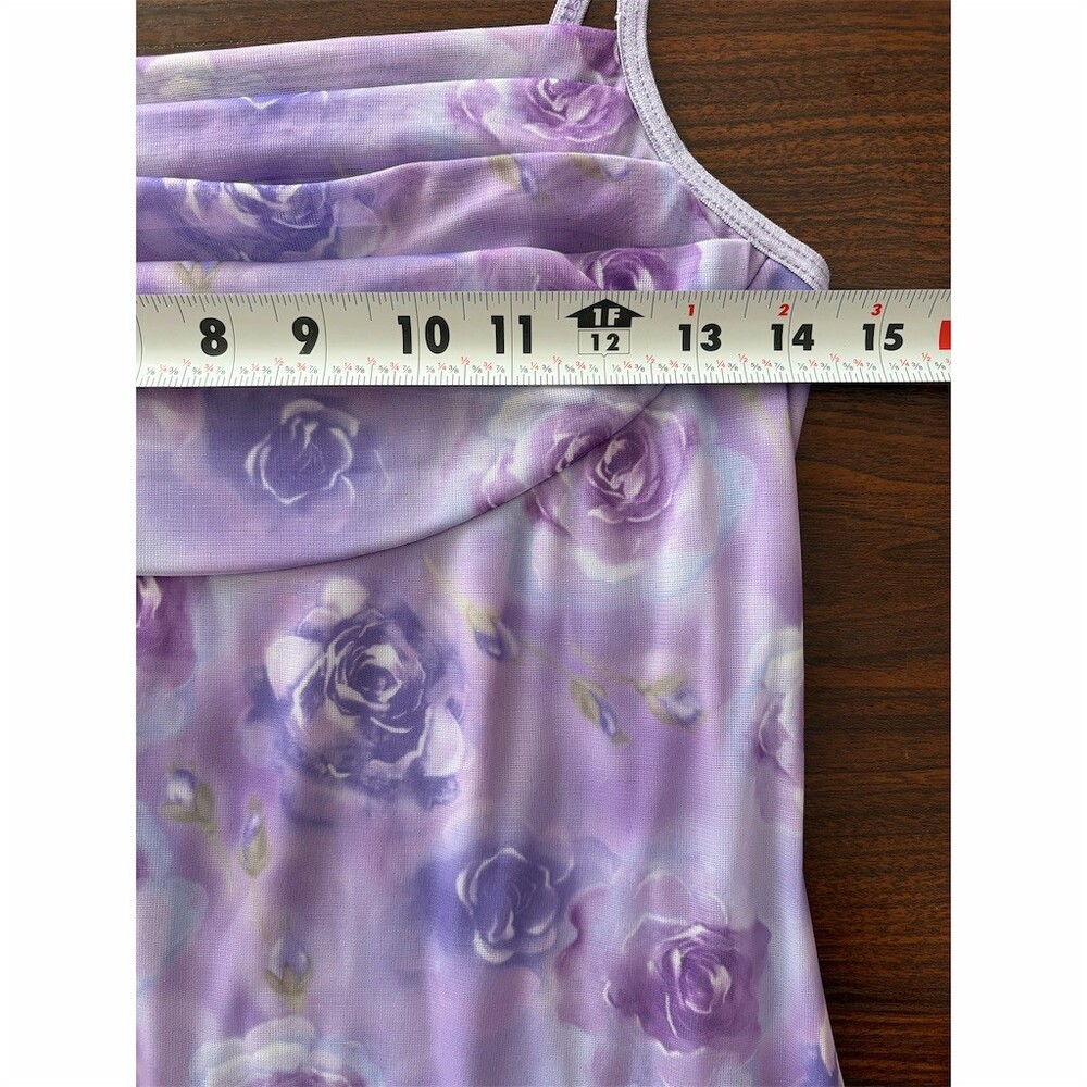 Vintage E♥N♥T by Nancy Women’ Dress Size M Lavender Purple Rose Floral Maxi Slip - Picture 4 of 4